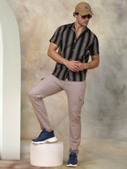 Black Striped Party Shirt for Men - SF_931Black_S