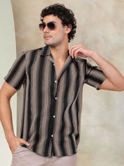 Black Striped Party Shirt for Men - SF_931Black_S