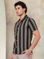 Black Striped Party Shirt for Men - SF_931Black_S