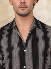 Black Striped Party Shirt for Men - SF_931Black_S