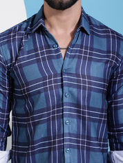 Blue Checked Cotton Casual Shirt for Men - SF_942Blue_S