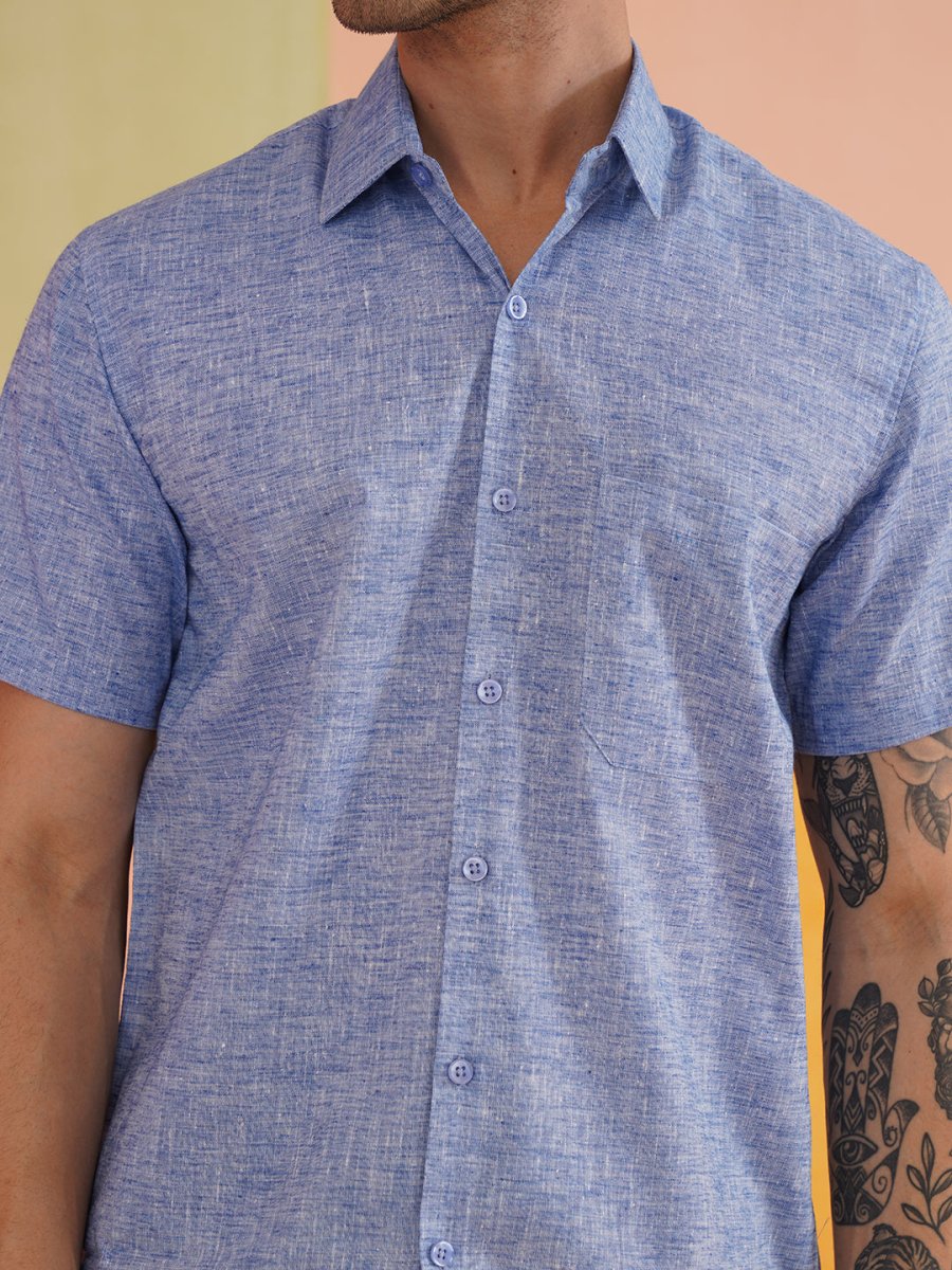 Blue Cotton Casual Shirt For Men - SC_783Blue_S