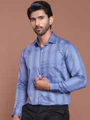 Blue Printed Cotton Shirt for Men - SF_9044Blue_S