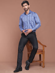 Blue Printed Cotton Shirt for Men - SF_9044Blue_S