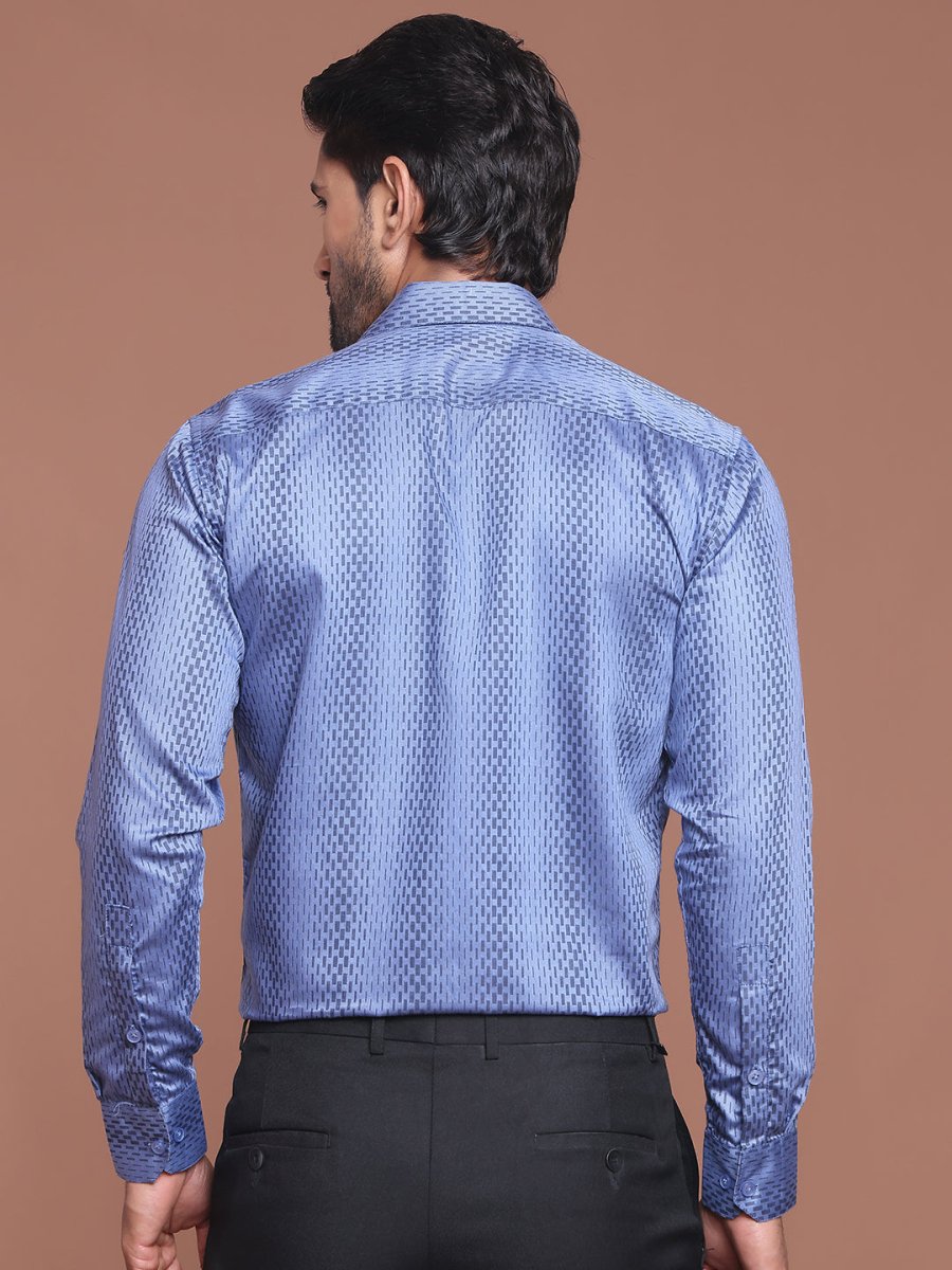 Blue Printed Cotton Shirt for Men - SF_9044Blue_S