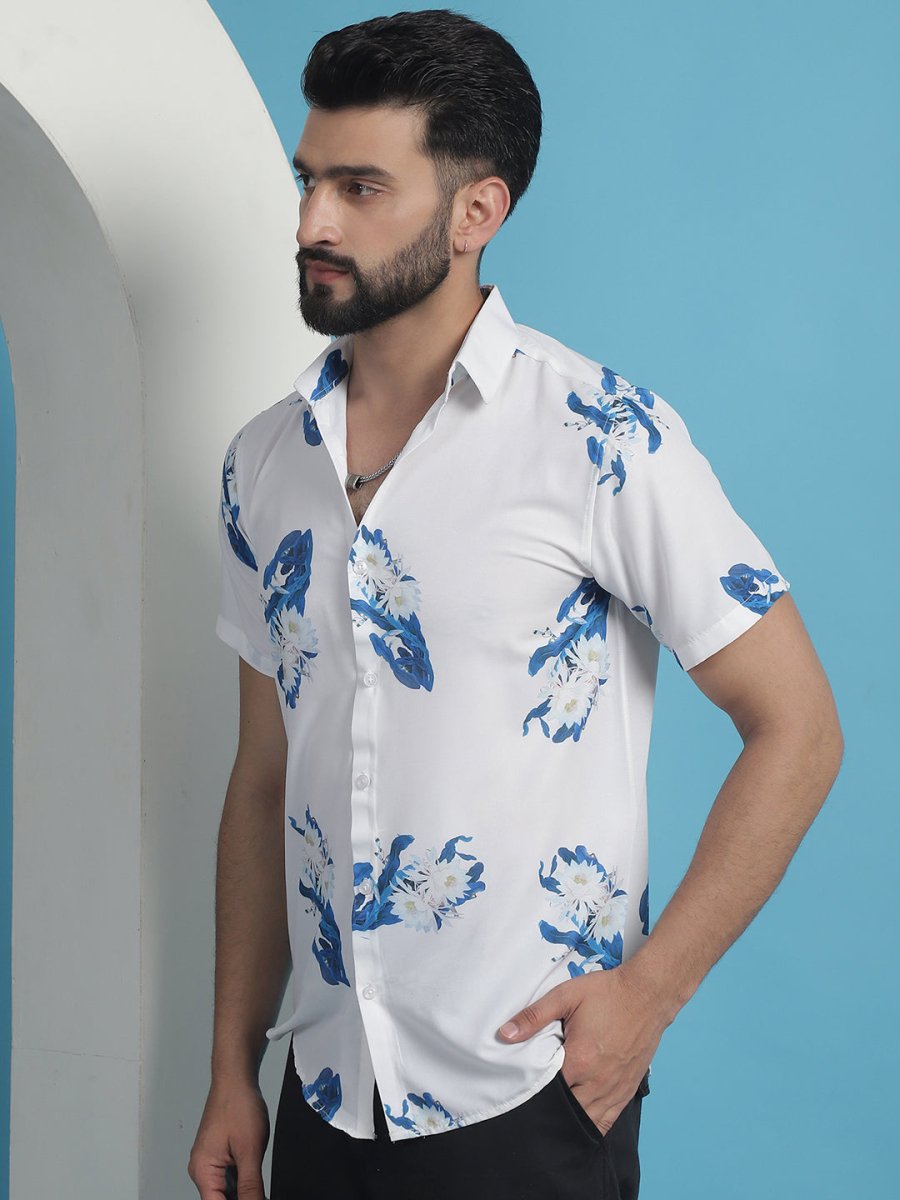 Blue Printed Party Shirt for Men - SF_934Blue_S