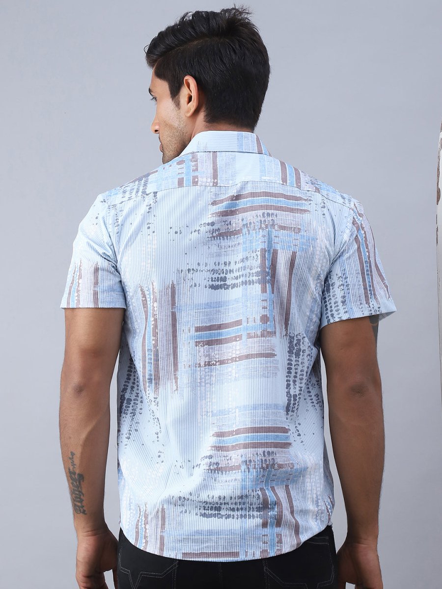 Blue Printed Party Shirt for Men - SF_981Blue_S
