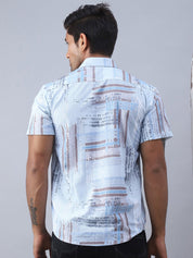 Blue Printed Party Shirt for Men - SF_981Blue_S