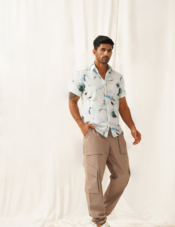 Blue Printed Party Shirt for Men - SF_934Sky_S
