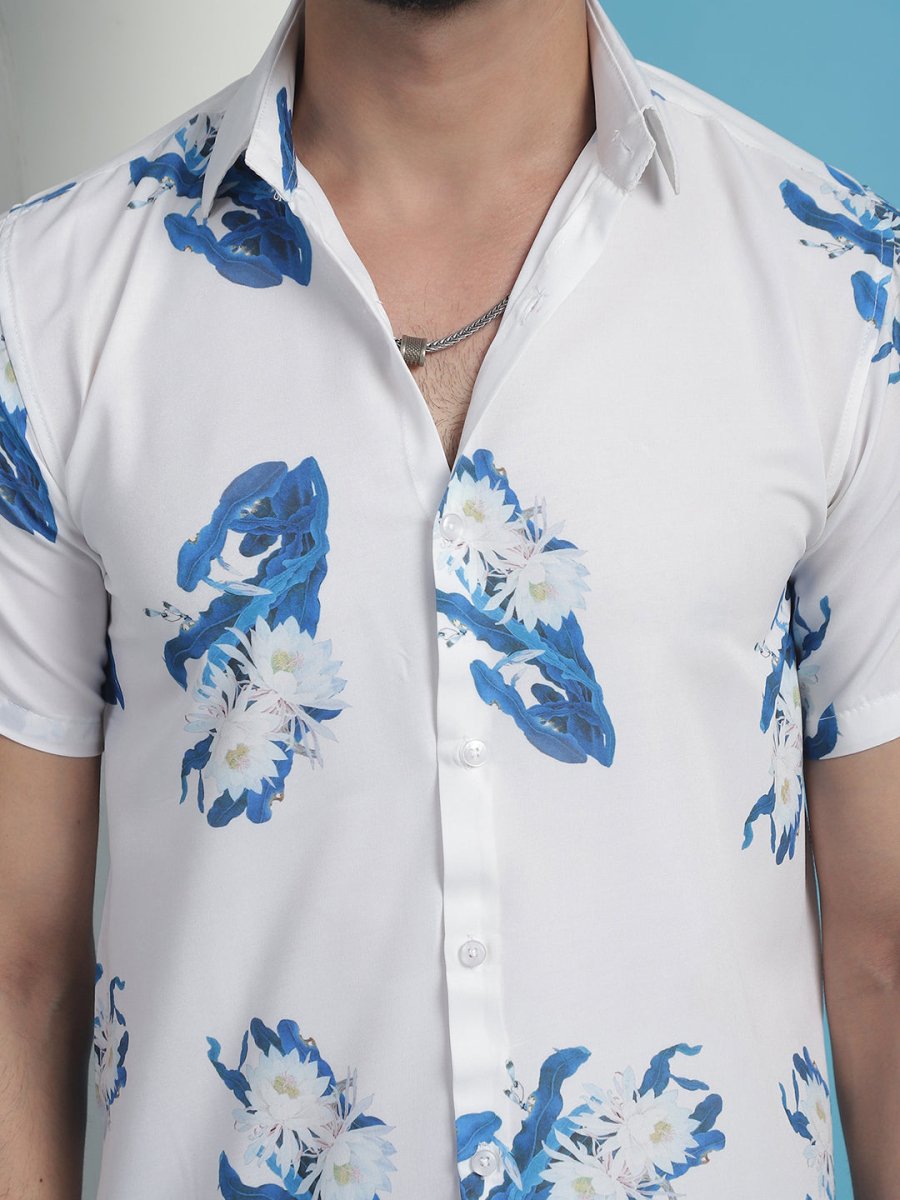 Blue Printed Party Shirt for Men - SF_934Blue_S