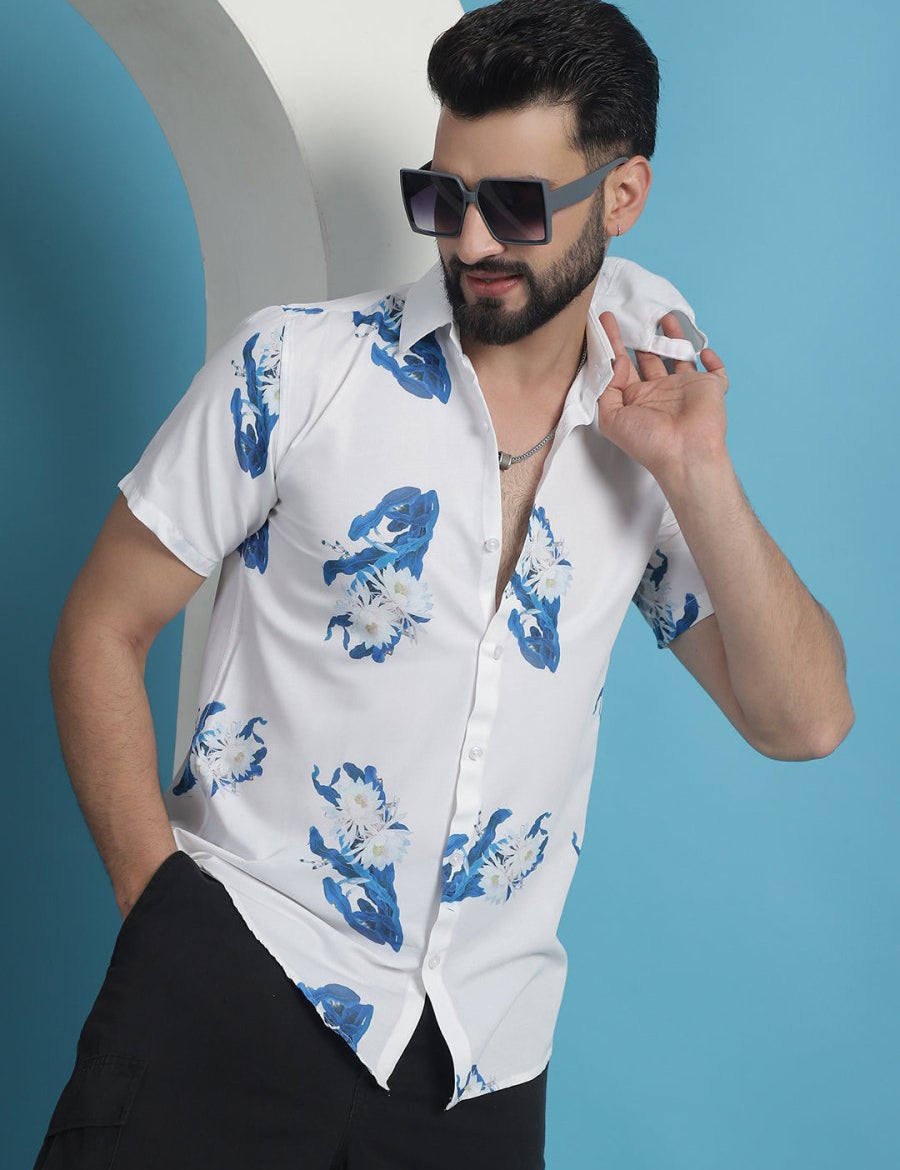 Blue Printed Party Shirt for Men - SF_934Blue_S