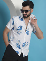 Blue Printed Party Shirt for Men - SF_934Blue_S
