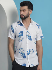 Blue Printed Party Shirt for Men - SF_934Blue_S