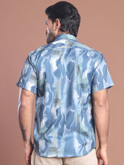 Blue Printed Party Shirt for Men - SF_9039Blue_S