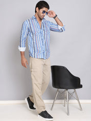 Blue Printed Party Shirt for Men - SF_999Blue_S