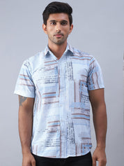 Blue Printed Party Shirt for Men - SF_981Blue_S