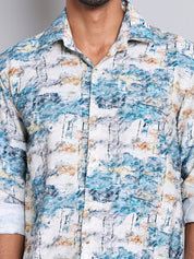 Blue Printed Party Shirt for Men - SF_9021Blue_S