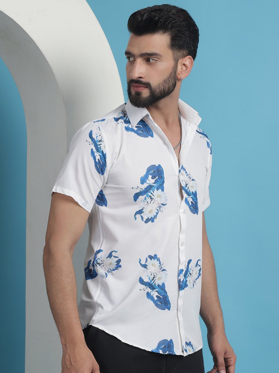 Blue Printed Party Shirt for Men - SF_934Blue_S