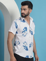 Blue Printed Party Shirt for Men - SF_934Blue_S