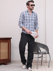 Blue Regular Fit Checks Formal Shirts for Men - SF_9007Blue_S