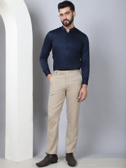 Blue Solid Cotton Formal Shirt for Men - SF_927Navy_S