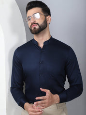 Blue Solid Cotton Formal Shirt for Men - SF_927Navy_S