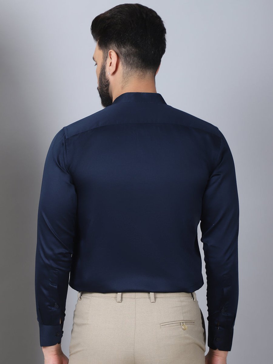 Blue Solid Cotton Formal Shirt for Men - SF_927Navy_S