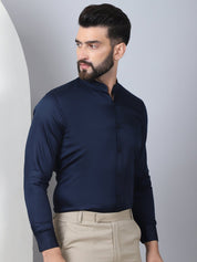 Blue Solid Cotton Formal Shirt for Men - SF_927Navy_S