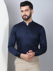 Blue Solid Cotton Formal Shirt for Men - SF_927Navy_S