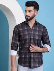 Brown Checked Cotton Casual Shirt for Men - SF_942Brown_S