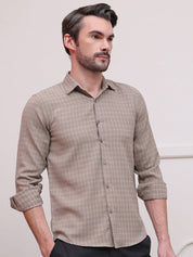 Brown Checked Cotton Formal Shirt for Men - SF_9008Brown_S
