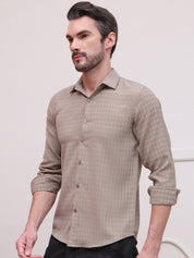 Brown Checked Cotton Formal Shirt for Men - SF_9008Brown_S