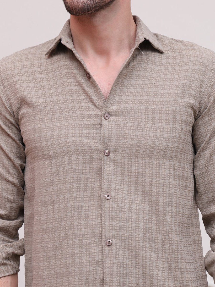 Brown Checked Cotton Formal Shirt for Men - SF_9008Brown_S