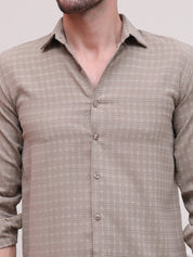 Brown Checked Cotton Formal Shirt for Men - SF_9008Brown_S