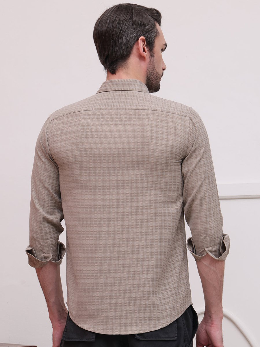 Brown Checked Cotton Formal Shirt for Men - SF_9008Brown_S