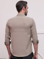 Brown Checked Cotton Formal Shirt for Men - SF_9008Brown_S