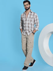 Brown Checked Cotton Shirt for Men - SF_951Brown_S