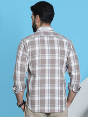 Brown Checked Cotton Shirt for Men - SF_951Brown_S