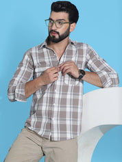 Brown Checked Cotton Shirt for Men - SF_951Brown_S