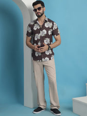Brown Printed Party Shirt for Men - SF_934Brown_S