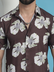 Brown Printed Party Shirt for Men - SF_934Brown_S