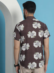 Brown Printed Party Shirt for Men - SF_934Brown_S