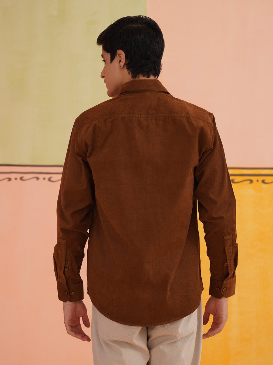 Brown Self Design Cotton Formal Shirt for Men - SF_925Brown_S