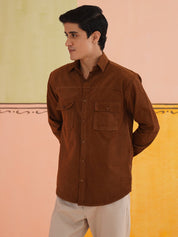 Brown Self Design Cotton Formal Shirt for Men - SF_925Brown_S