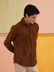 Brown Self Design Cotton Formal Shirt for Men - SF_925Brown_S