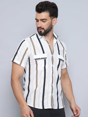 Brown Striped Party Shirt for Men - SF_995Brown_S