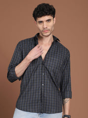Charcoal Grey Checked Casual Shirt for Men - SF_9034Charcoal_S