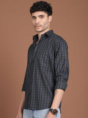 Charcoal Grey Checked Casual Shirt for Men - SF_9034Charcoal_S