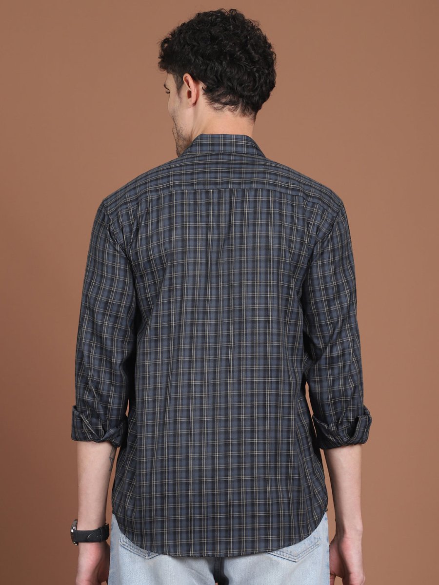 Charcoal Grey Checked Casual Shirt for Men - SF_9034Charcoal_S
