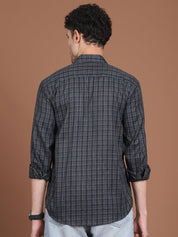 Charcoal Grey Checked Casual Shirt for Men - SF_9034Charcoal_S